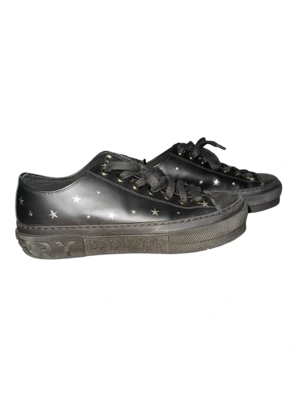Burberry Jack Star Leather Sneaker Black Size 38.5 Used with flaws